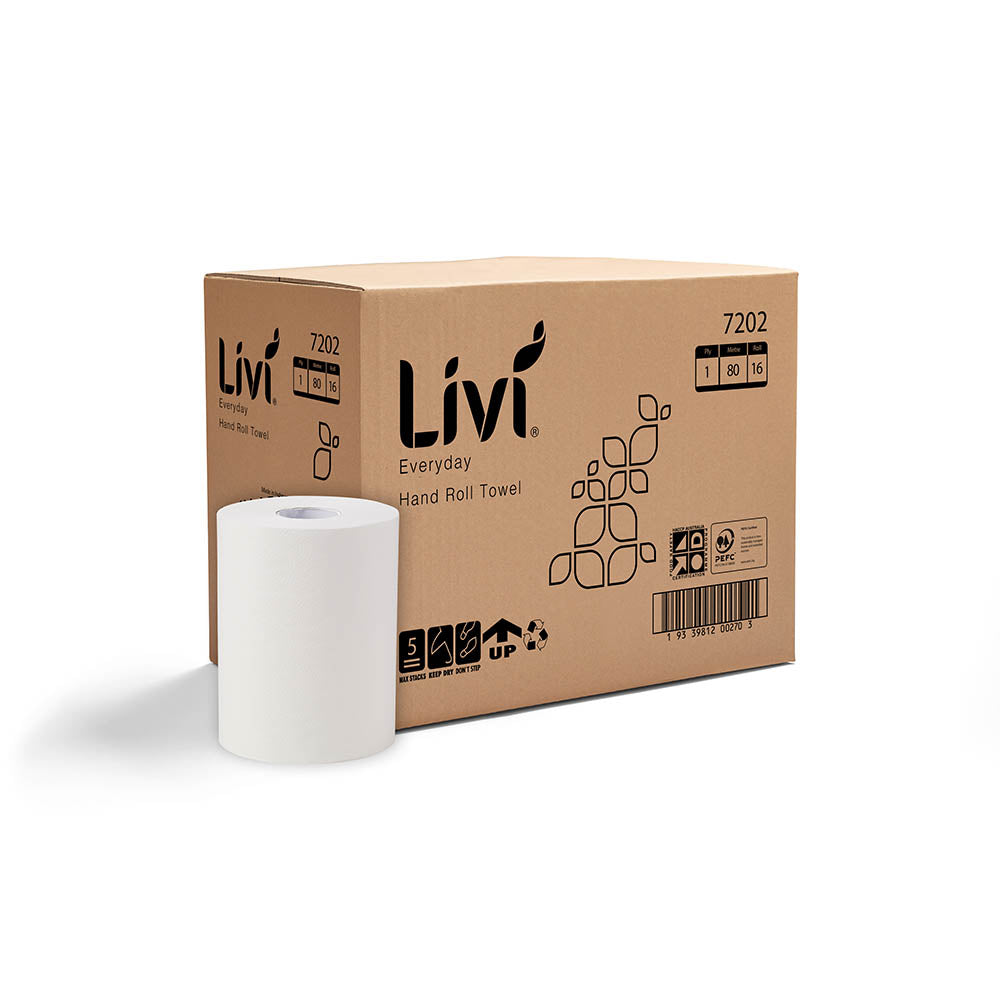 Roll Towel Livi Essentials 1Ply 80m - Carton of 16 7202