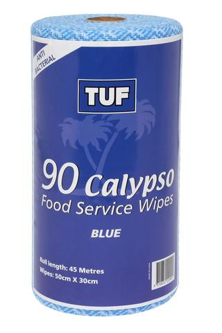Antibacterial Wipes Food Service Tuf Calypso Blue Roll 90 Sheets