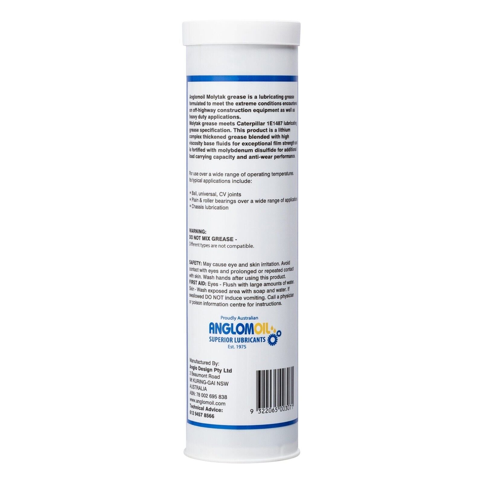 HIGH PERFORMANCE LUBRICANT GREASE - ANGLOMOIL MOLYTAK - 450G