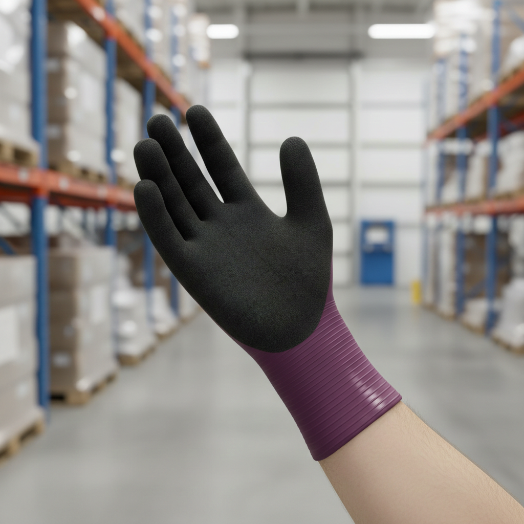 ATG MaxiDry Nitrile Grip Oil Resistant Glove Plum Full Cuff 56-426 Vending Pack of 6 - Size 9