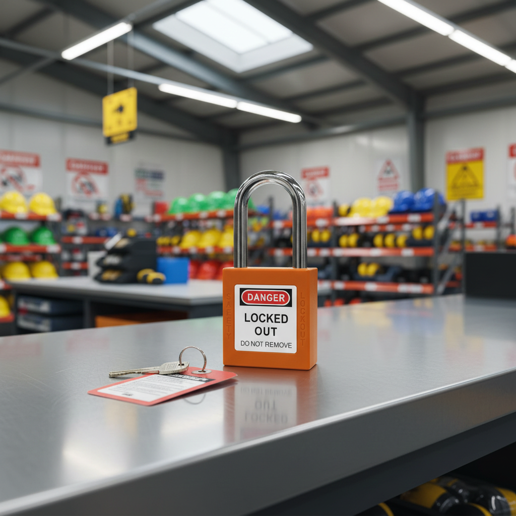 BRADY LOCKOUT/TAGOUT PADLOCK & SHACKLE 2 Keys & Labels - A43637