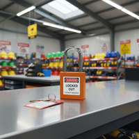 BRADY LOCKOUT/TAGOUT PADLOCK & SHACKLE 2 Keys & Labels - A43637