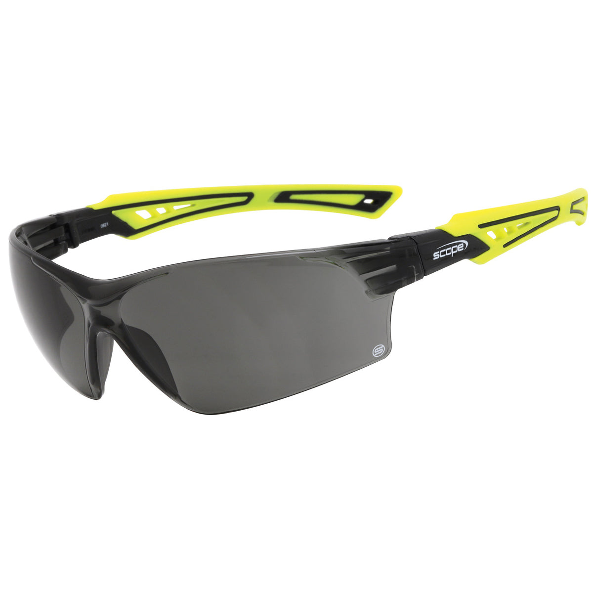 Safety Glasses Scope Bionix Hi Vis Green/Black Frame Smoke Lens - Box of 5 860HVS