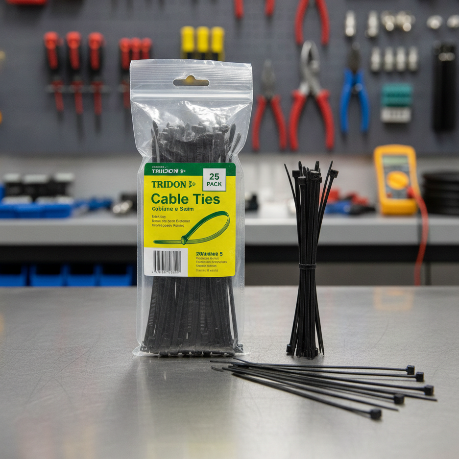 Cable Tie Tridon Black 350mm x 8mm - Pack 25 CT358BKCD