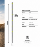 MAC1400120 PVC Delineation Post – White – 50mm x 3m – Fluro Lime Reflective (6 x 50mm Reflective Bands)