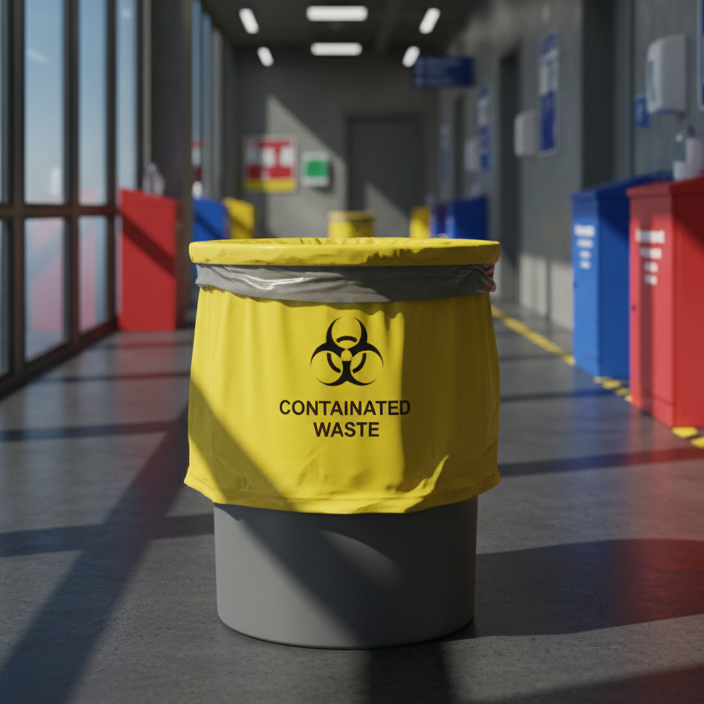 Clinical Contaminated Waste Plastic Bag Disposable, 380 (W) x 940mm (H), 120L - Pack of 10