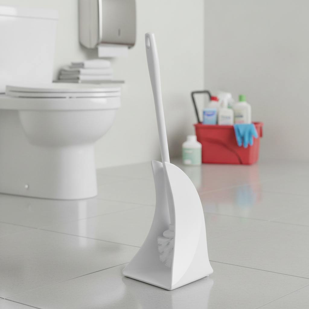 Compass Toilet Brush White Plastic with Holder 38cm – Bathroom Cleaning Set