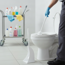 Compass Toilet Brush White Plastic with Holder 38cm – Bathroom Cleaning Set