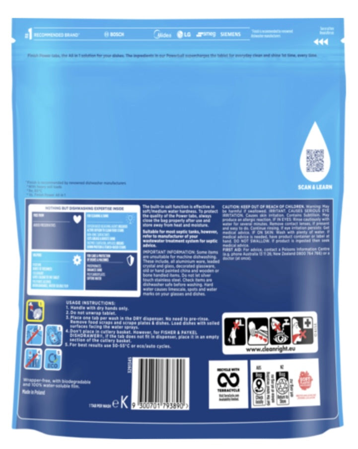 Dishwashing Tablets Finish Power Lemon Sparkle 40 Pack