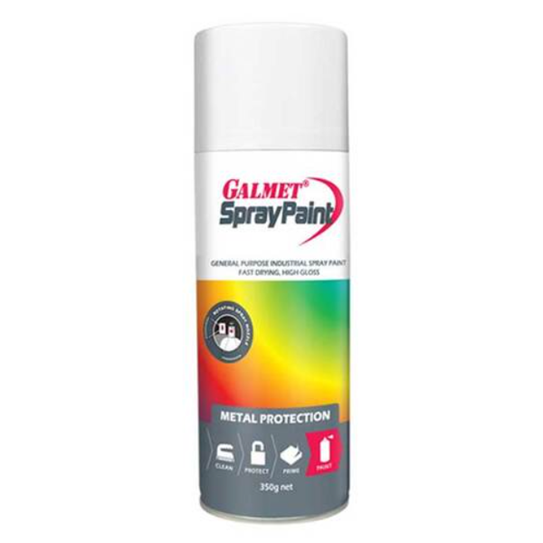 Galmet® Spray Paint Enamel 350g, White High Gloss GSPWA350