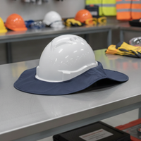 Hard Hat Brim with Neck Flap -ProChoice Safety - Plastic/ Polyester Blue