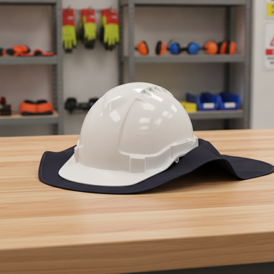 Hard Hat Brim with Neck Flap -ProChoice Safety - Plastic/ Polyester Blue