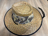 UVeto Straw Hat Wide with Black Trim and Indigenous Print Band