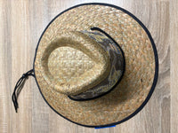 UVeto Straw Hat Wide with Black Trim and Indigenous Print Band