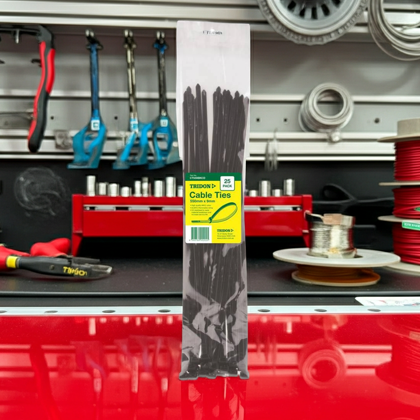 Cable Tie Tridon Black 550mm x 9mm Pack 25 CT559BKCD-25