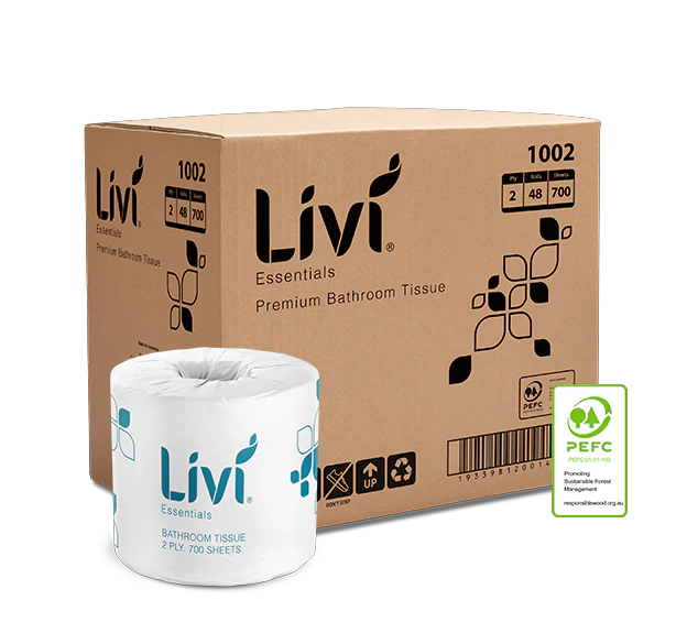 Bathroom Toilet Tissue LIVI 1002 Premium 700 Sheets 2 Ply - 48 Rolls