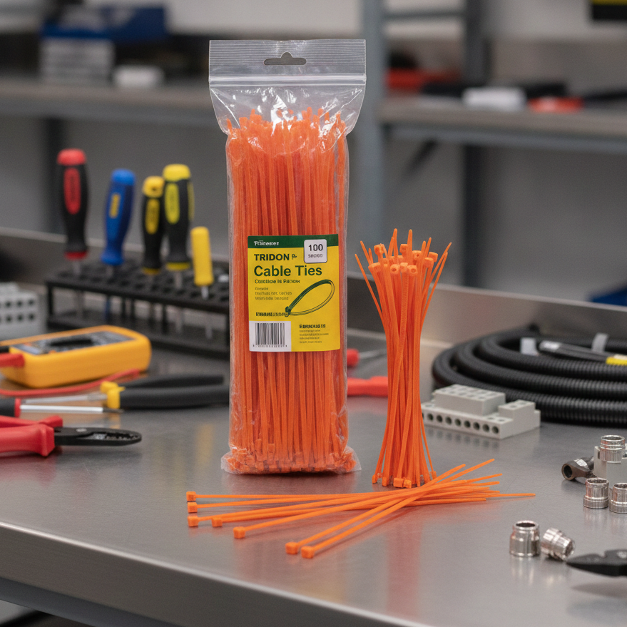 Orange Cable Tie Tridon 300 x 4.8mm Pack 100 CT305