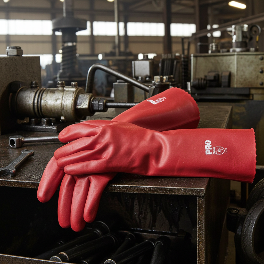 PVC Gloves Oil Resistant - PRO CHOICE- 45cm Red Large Pack of 6