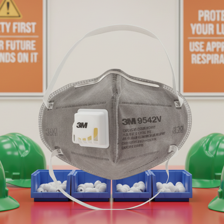 3M P2 Flat Fold Particulate Respirator Mask with Nuisance Level Organic Vapour Relief 9542V