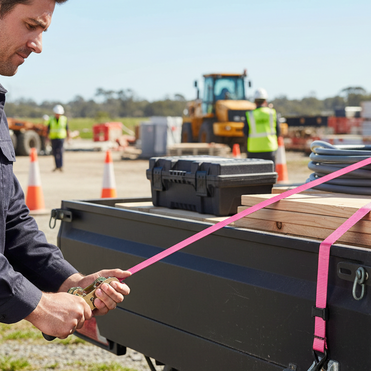 Pink Ratchet Tie down 25MM X 5M With S Hook - 4 Pack