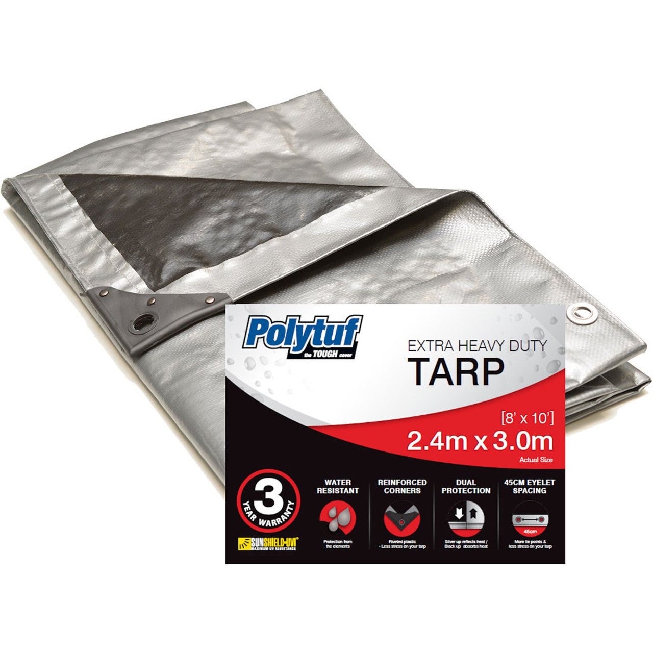 Extra Heavy Duty Tarp 2.4m x 3.0m Polytuf