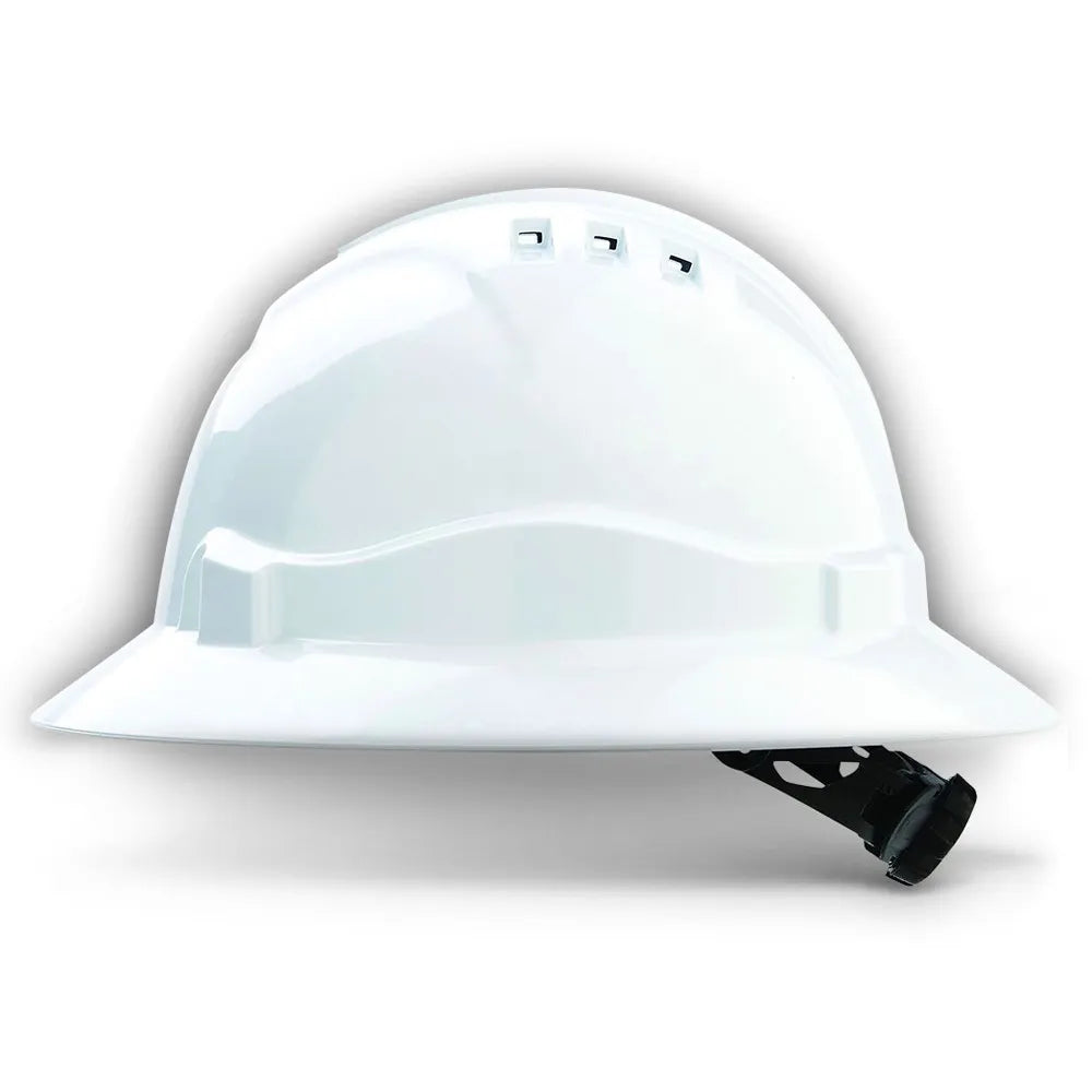 Hard Hat Vented Full Brim Rachet Harness Pro Choice V6 - WHITE HHV6FB-W