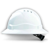 Hard Hat Vented Full Brim Rachet Harness Pro Choice V6 - WHITE HHV6FB-W