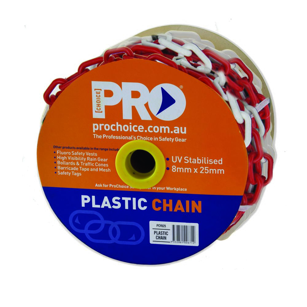 PRO CHOICE Plastic Safety Chain Red/White 8Mm X 25M PCRW825