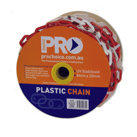 PRO CHOICE Plastic Safety Chain Red/White 8Mm X 25M PCRW825