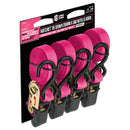 Pink Ratchet Tie down 25MM X 5M With S Hook - 4 Pack