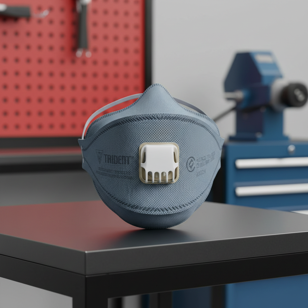 Respirator Mask P2 TRIDENT Flat Fold Carbon Valved Box of 20 RTCFFP2CEV