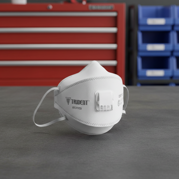 Respirator Mask P2 TRIDENT Flat Fold Valved - Box of 20 RTCFFP2VE