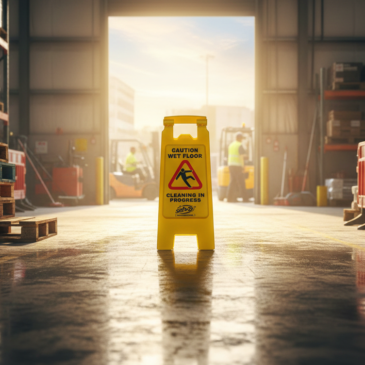 Sabco Wet Floor Cleaning in Progress Sign Small – SABC-2420A Safety A-Frame Caution Sign