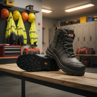 Safety Boot Lace Up Side Zip Bison XT Black XTLZBK