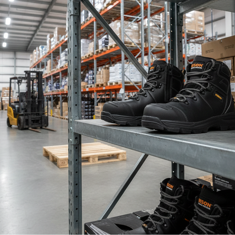Safety Boot Lace Up Side Zip Bison XT Black XTLZBK