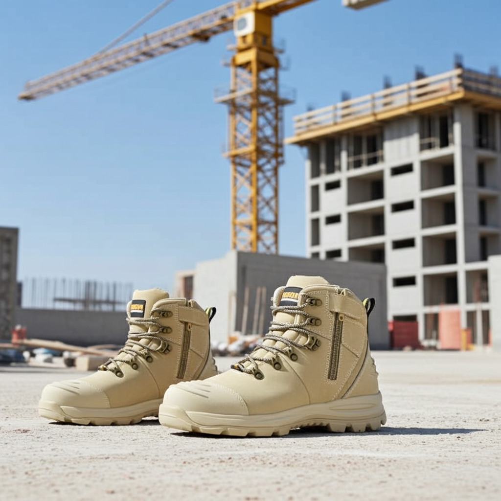 Safety Boot Lace Up Side Zip Bison XT Stone XTLZST
