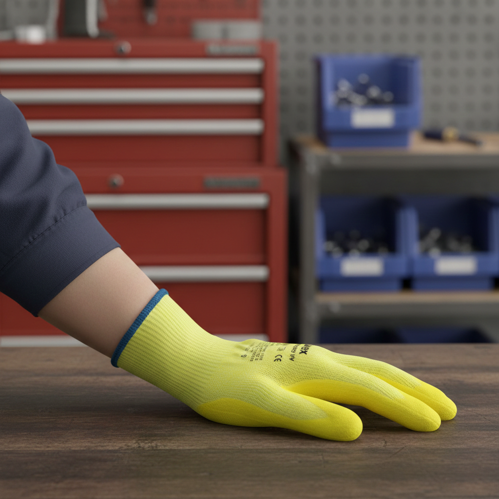 Safety Gloves Uvex Unidur 6655HV Yellow Hi-Vis Cut 5  Pack of 6