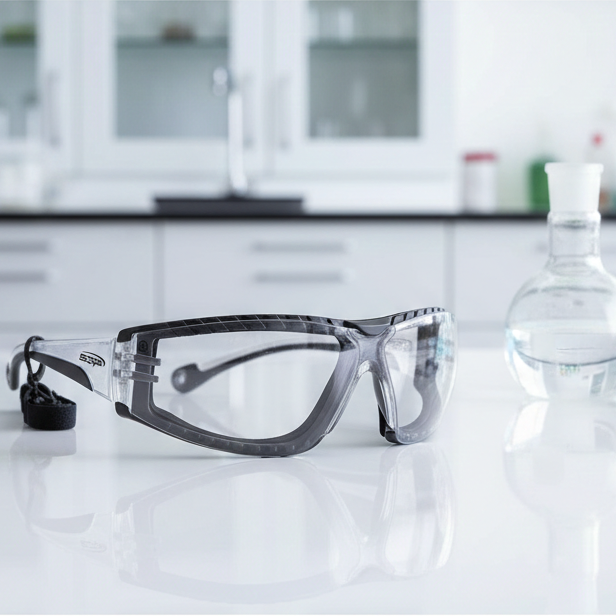 Scope Super-Boxa Clear Titanium Safety glasses with Strap 100C-SBX