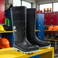 Steel Toe PVC Gumboot Bison INCA Black/Grey INCAGSBKGY