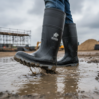 Steel Toe PVC Gumboot Bison INCA Black/Grey INCAGSBKGY