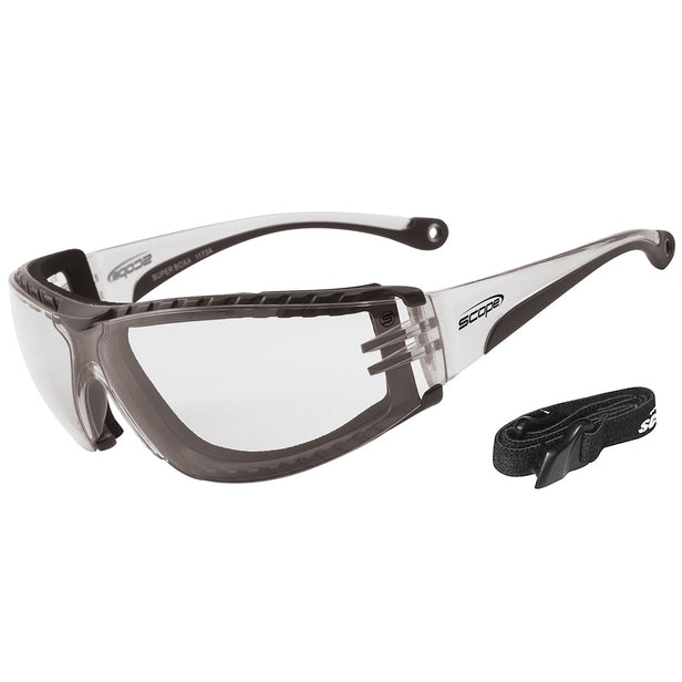 Scope Super-Boxa Clear Titanium Safety glasses with Strap 100C-SBX