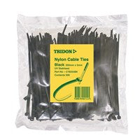 Tridon Black Cable Ties 300mm × 5mm | UV Stabilised Nylon | Pack of 500 | CTB305BK