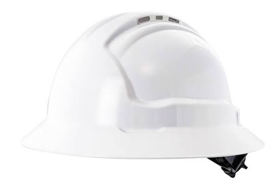 Maxisafe Tuffgard FullBrim Hard Hat - Ratchet Harness - Vented - White