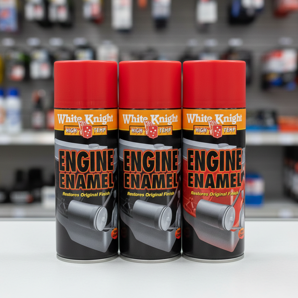 White Knight 300g Flat Black Hi Temp Engine Enamel Spray Paint Pack of 3 (Business Delivery Only)