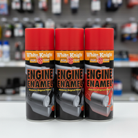 White Knight 300g Flat Black Hi Temp Engine Enamel Spray Paint Pack of 3 (Business Delivery Only)