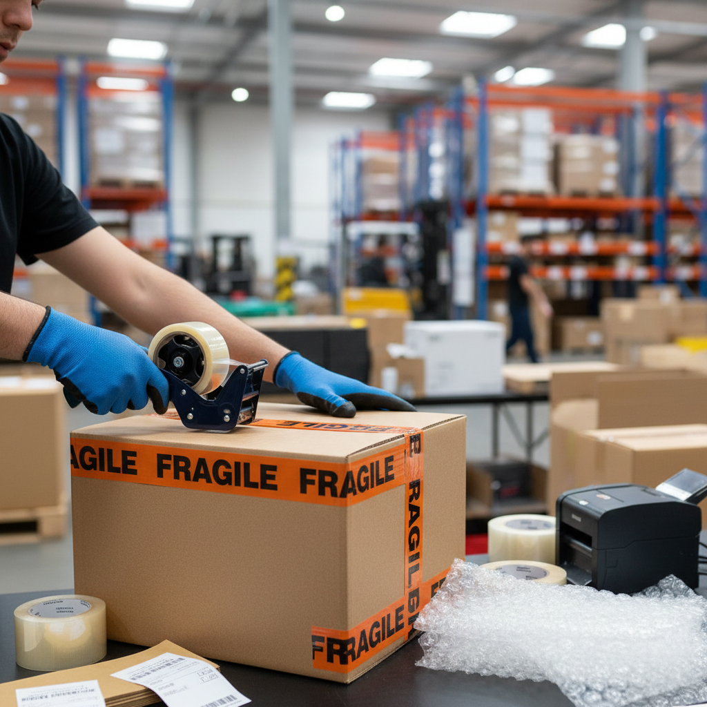 Wrap & Move 48mm x 66m Fragile Warning Tape orange – 2610096
