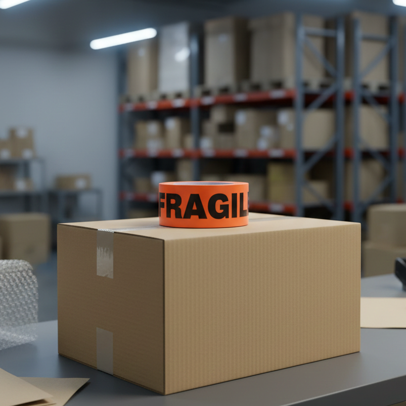 Wrap & Move 48mm x 66m Fragile Warning Tape orange – 2610096