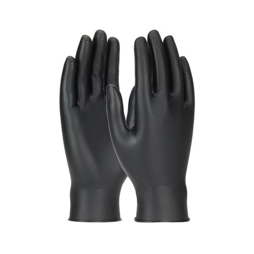 Grippaz Non-Slip Nitrile Disposable Gloves – Black - Chemical Resistant & Touchscreen Compatible Box of 50