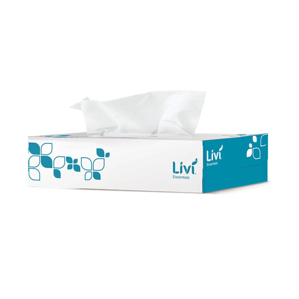 Livi Essentials 1301 Hypoallergenic Facial Tissues 2 Ply 100 Sheets Carton 48