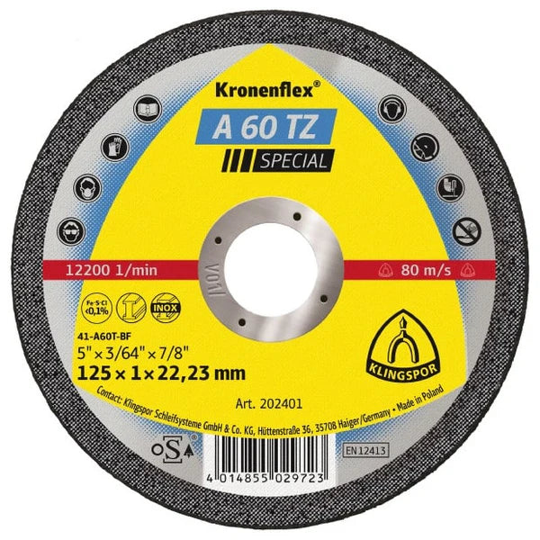 Klingspor Grinding Wheel A24R Supra 125mm x 6mm x 22mm Box of 10 13402